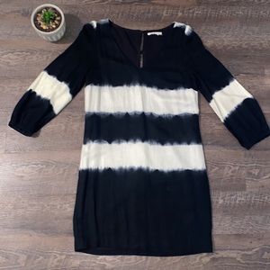 Anthropologie Floreat Ink Wash Tie Dye Dress Size 6 Black and Cream